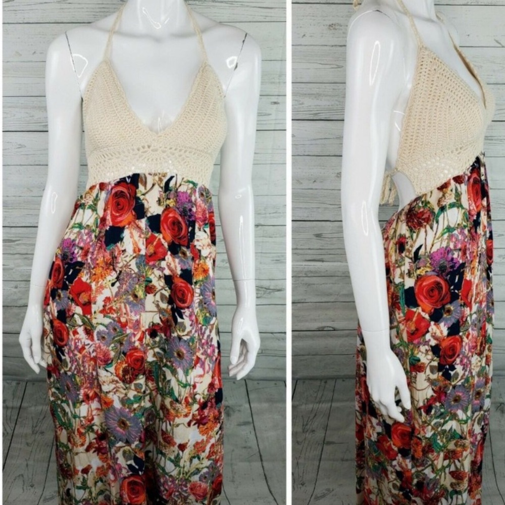 Selfie Couture halter crochet top-maxi dress